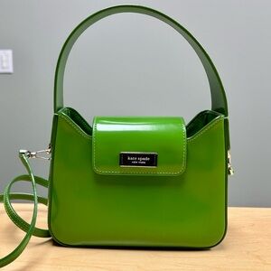 Kate Spade Sam Icon Kelly Green Leather Mini Hobo Shoulder Bag with Strap